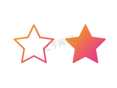 app彩色摄影照片_渐变橙色到粉色矢量彩色星细线图标