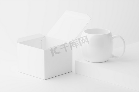 咖啡茶陶瓷杯白色空白 3D 渲染样机