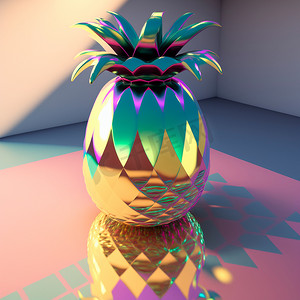 桌上金菠萝的 3d 图像
