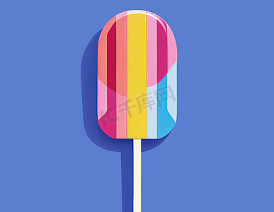 冰淇淋海报冰淇淋摄影照片_棍子上的五彩简约水果冰。