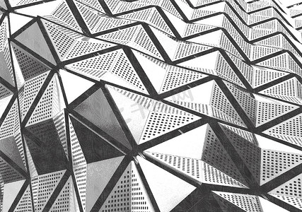 单色雕刻效果几何角建筑现代抽象