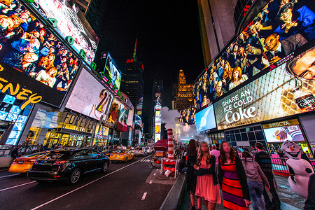 纽约夜景摄影照片_纽约时代广场（TIMESSQUARE）夜景