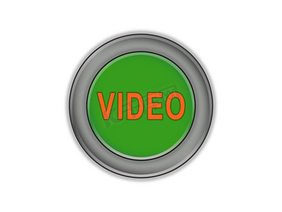 大容量摄影照片_大容量绿色按钮，上面写着“VIDEO”，白色背景