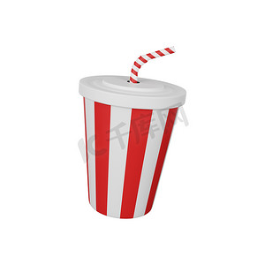 苏打水杯快餐图标的 3d 渲染