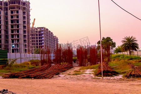 印度古吉拉特邦拉杰科特，2019年6月：拉杰科特大型建筑新建筑景观