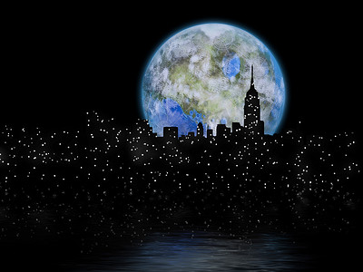 曼哈顿上空的月球改造