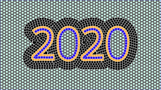 2020马赛克摄影照片_马赛克背景上的 2020 年版式。
