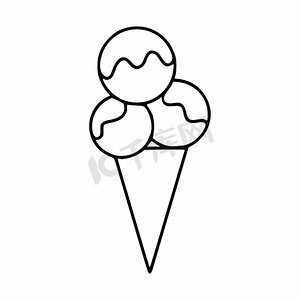 华夫饼锥体中的冰淇淋球。