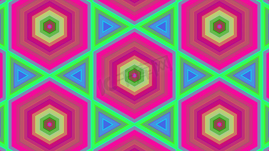 抽象六边形背景：彩色六边形摘要与圆环