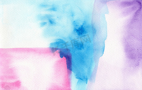 抽象背景、粉色、蓝色和紫色水彩纸上 t