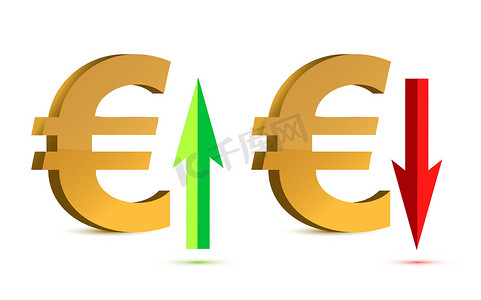 插画系列摄影照片_欧元上升和下降标志插画设计