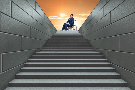 无障碍摄影照片_残疾人轮椅的无障碍概念