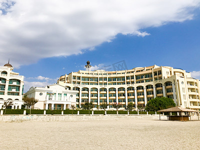 保加利亚帕莫瑞 - 2019年9月12日：日落度假村酒店位于海边。