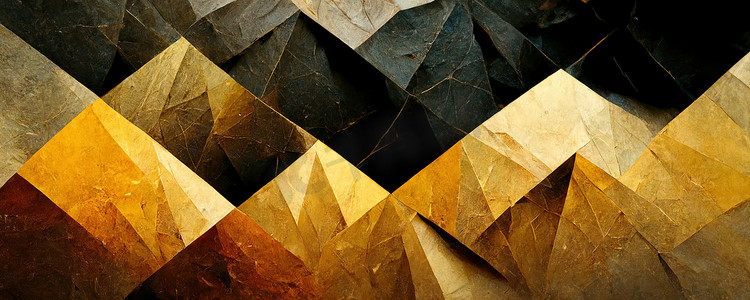 黄色几何纹理摄影照片_以几何三角形和多边形形式的抽象 3D 插图，创建明亮的背景