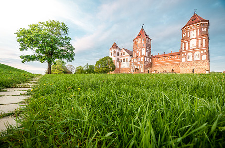 美丽的风景与白俄罗斯米尔城堡。