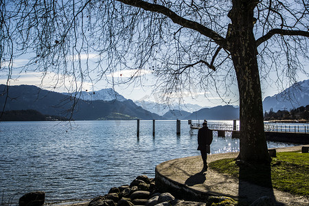瑞士卢塞恩湖的迷人景色