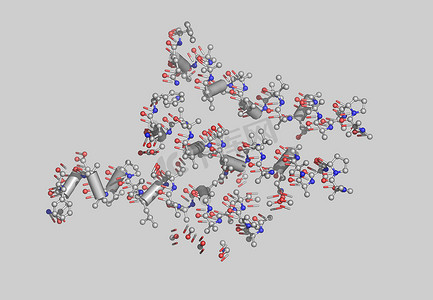 具有原子的蛋白质分子模型