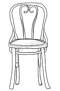 复古椅子曲木椅子可爱的线条艺术插画