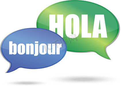 Bonjour 和 Hola 消息插画设计