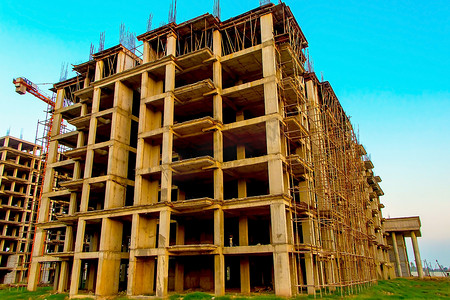 印度古吉拉特邦拉杰科特，2019年6月：拉杰科特大型建筑新建筑景观