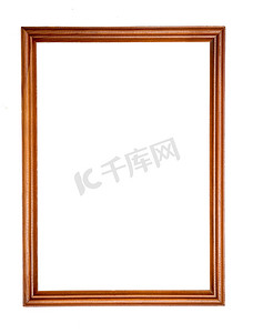 挂墙相框摄影照片_孤立的白色背景上的古董木制相框