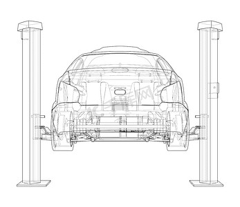 汽车升降机立塔与汽车