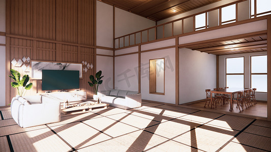 电视柜和架子墙设计禅宗室内客厅日本