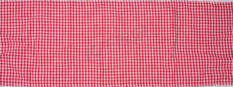红方格桌布摄影照片_棉质红白厨房毛巾，特写