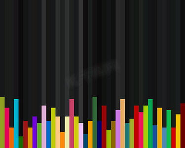 黑色背景的抽象彩色信息图表栏