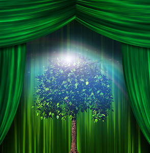 真实舞台摄影照片_绿色舞台树