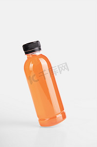 橙汁海报免费摄影照片_橙汁瓶模拟空白用于饮料模板模型。