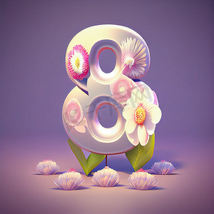 3 月 8 日妇女节庆祝活动的花卉装饰 8 号创意插图