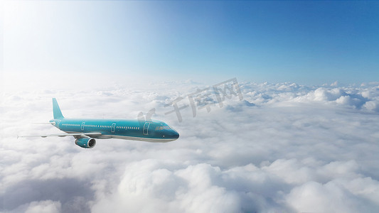 巅峰之上摄影照片_商用飞机在云层之上飞行