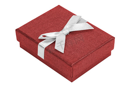 有白色丝带的红色装饰礼物盒