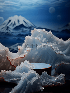 作品展示背景图片_3D中国风国潮产品展示展台广告电商背景
