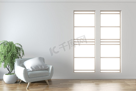 灰色室内背景摄影照片_优雅的室内模型与灰色时尚舒适的 armc