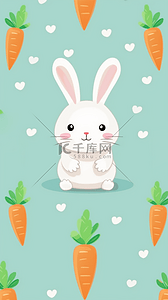 兔子上班背景图片_扁平卡通可爱兔子胡萝卜背景