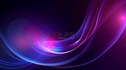 发光的圆背景图片_蓝紫色抽象曲线和圆背景