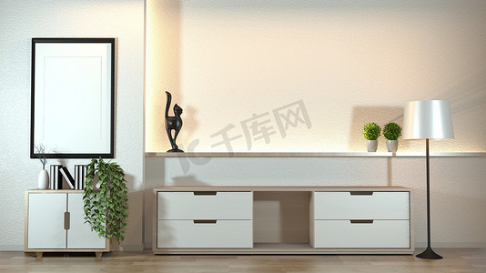 现代禅宗客厅的橱柜，装饰禅宗风格 w