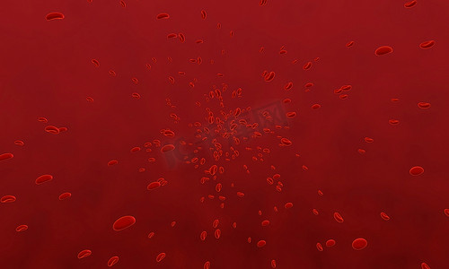 红细胞在血管中移动。 