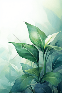 简约的植物背景背景图片_简约的绿色植物白掌叶子