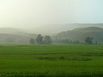 夏日风景，倾盆大雨