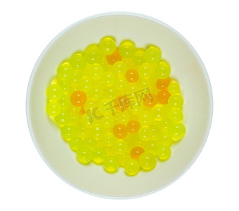 盘子上的透明果冻-黄色