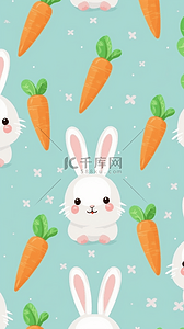 可爱兔子背景图片_扁平卡通可爱兔子胡萝卜背景