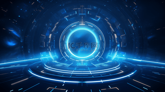 科技商务圆环背景图片_蓝色圆环科技舞台底纹背景