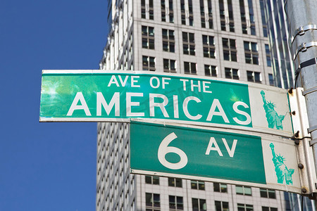 曼哈顿第六大道的标志（美国纽约市）