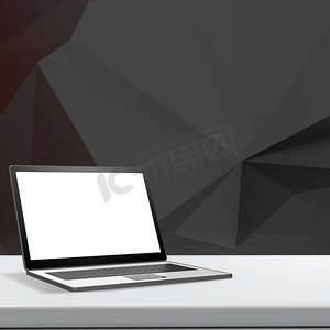层压表和低聚几何上有空白屏幕的笔记本电脑