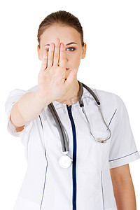 医生或护士有排斥的手势。