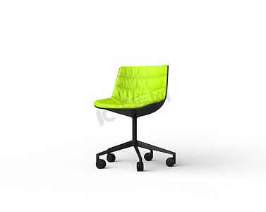在白色背景的明亮的绿色现代办公椅。