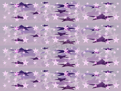 标题： 带有紫色星星的装饰抽象图案。